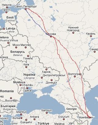 планируемый маршрут ЖДАГ в Азербайджан
